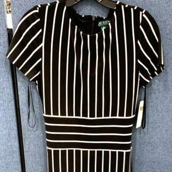 NWT Ralph Lauren black/white striped dress size 6 - Picture 2 of 6